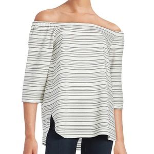 NEW Bailey 44 Striped Off the shoulder Top White/Black Size XS